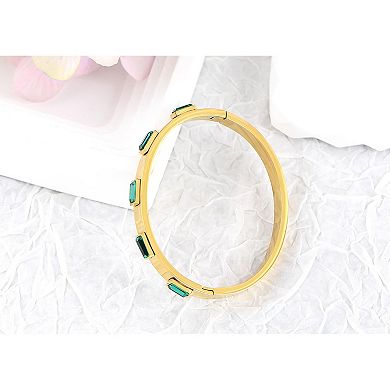 18K Gold Plated Crystal Rhinestone Bangle Bracelets for Women with Cubic Zirconia