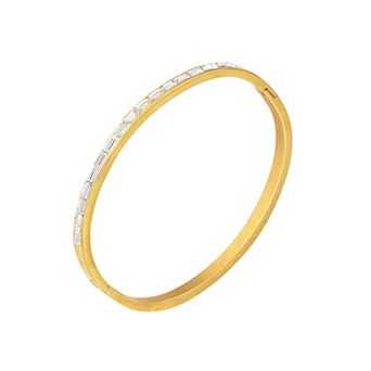 18K Gold Plated Crystal Rhinestone Bangle Bracelets for Women with Cubic Zirconia