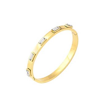 18K Gold Plated Crystal Rhinestone Bangle Bracelets for Women with Cubic Zirconia