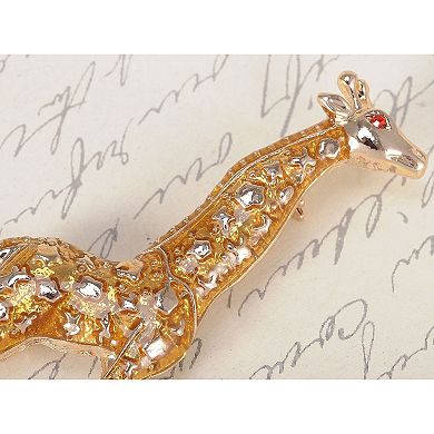 Golden Tone Yellow Animal Giraffe Spotted Texture Brooch Pin
