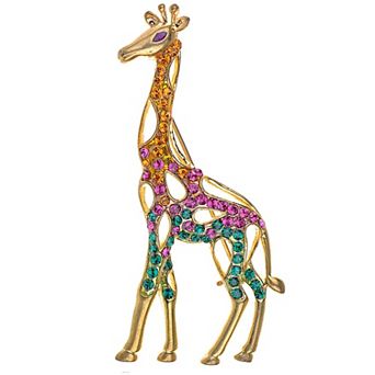 Golden Tone Yellow Animal Giraffe Spotted Texture Brooch Pin