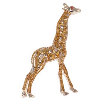 Golden Tone Yellow Animal Giraffe Spotted Texture Brooch Pin