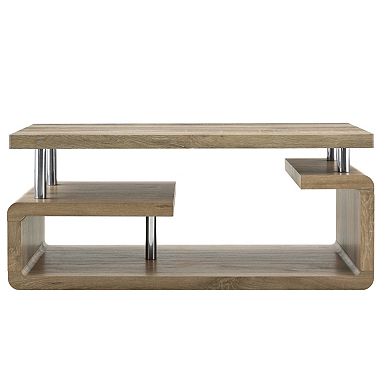 MDF Multi-Storage Open Compartments Coffee Table for Living Room Office Modern Home Decor