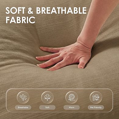 Oversized 118" Cloud Sofa with Ottoman, 3 Seat Couch with Washable Slipcover for Living Room