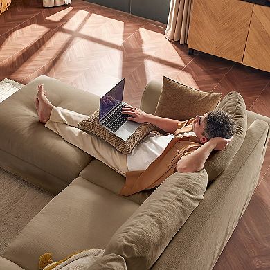 Oversized 118" Cloud Sofa with Ottoman, 3 Seat Couch with Washable Slipcover for Living Room