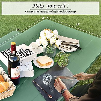 HDPE Outdoor Picnic Table Bench Set with Metal Base