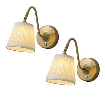 W6" Vintage Brass Battery Operated Wall Sconces Dimmable LED Rechargeable Cordless Wall Lamp(2 Pack）