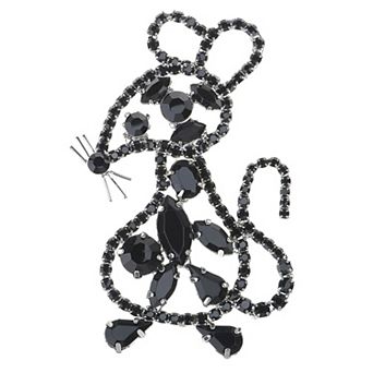 Cute Cartoon Mouse Rat Pet Rhinestone Crystal Animal Rodent Critter Pin Brooch