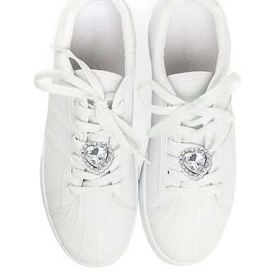 Heart Rhinestones Shoelace Charms 2 Pcs