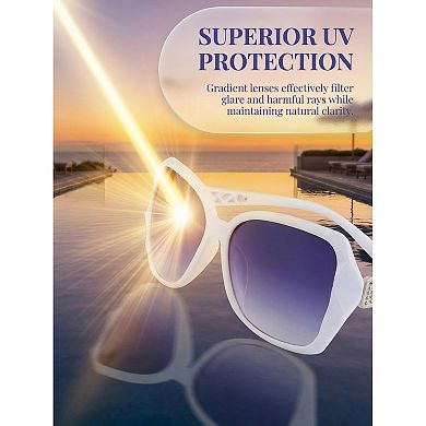 Unisex Rectangular Full-Frame Sunglasses Irregular Geometric Textured Pattern Sun Glasses Protection