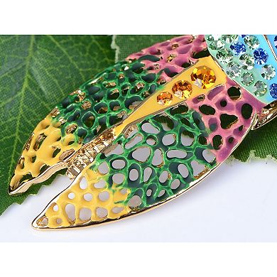 Cute Crystal Filigree Insect Beetle Bug Rainbow Pride Convertible to Pendant Brooch Pin
