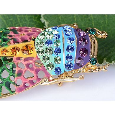 Cute Crystal Filigree Insect Beetle Bug Rainbow Pride Convertible to Pendant Brooch Pin