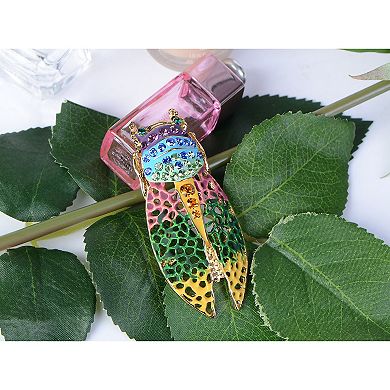Cute Crystal Filigree Insect Beetle Bug Rainbow Pride Convertible to Pendant Brooch Pin