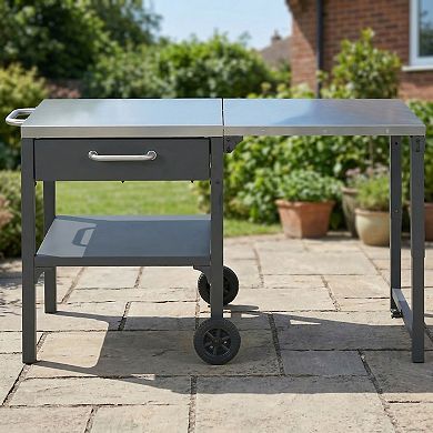 54.7 in. Outdoor Kitchen Cart Island with Foldable Top and Storage Space for Backyard