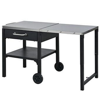 54.7 in Outdoor Kitchen Cart Island with Foldable Top and Storage Space for Backyard