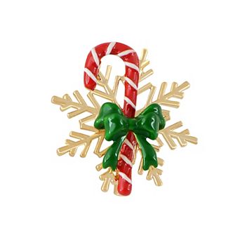 Golden Tone Christmas Brooch Pins Sparkly Rhinestones Enamel Lapel Pin for Women