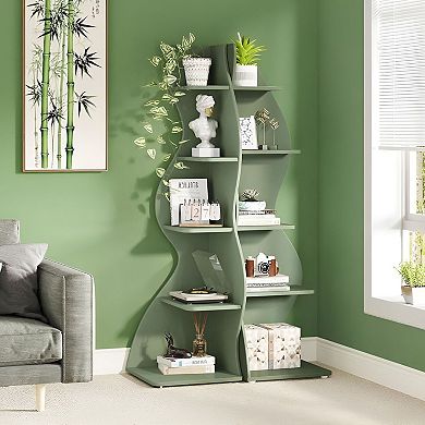 5-Tier Storage Shelf Unit with Adjustable Shelves for Books, Décor, and Plants