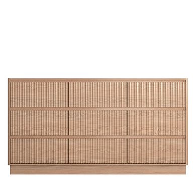 Pnronnc Minimalist Handleless 9 Drawer Dresser Cabinet Side Table Living Room Storage