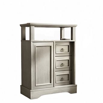 Storage Cabinet with Drawers and Adjustable Shelves,Small Floor Cupboard with Sliding Barn Door