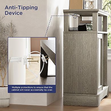 Storage Cabinet with Drawers and Adjustable Shelves,Small Floor Cupboard with Sliding Barn Door