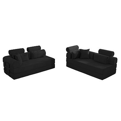 Pnronnc Corduroy Sectional Sofa L Shape Modular Couch Convertible Sofa Bed Space Saving No Assembly