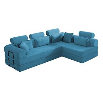 Pnronnc Corduroy Sectional Sofa L Shape Modular Couch Convertible Sofa Bed Space Saving No Assembly