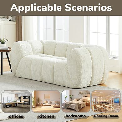 Pnronnc Loveseat Sofa Cloud Couch, Quilted Chenille Deep Seat Sofa Modern Upholstered Sofa