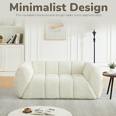 Pnronnc Loveseat Sofa Cloud Couch, Quilted Chenille Deep Seat Sofa Modern Upholstered Sofa
