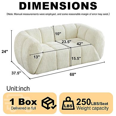 Pnronnc Loveseat Sofa Cloud Couch, Quilted Chenille Deep Seat Sofa Modern Upholstered Sofa