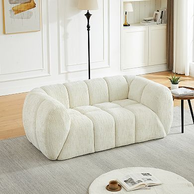 Pnronnc Loveseat Sofa Cloud Couch, Quilted Chenille Deep Seat Sofa Modern Upholstered Sofa