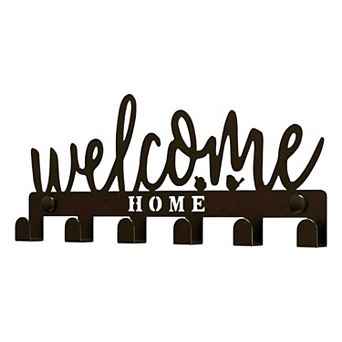 WELCOME Wall Key Holder with 8 Hooks Metal Entryway Key Organizer Rack
