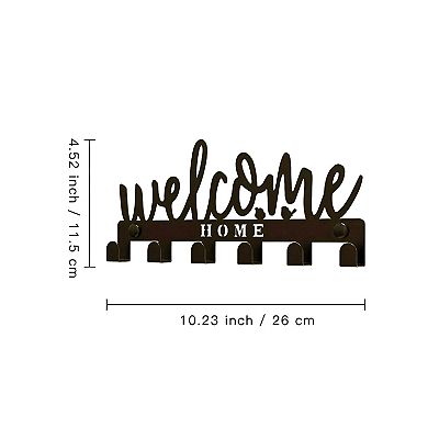 WELCOME Wall Key Holder with 8 Hooks Metal Entryway Key Organizer Rack