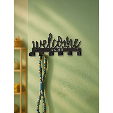 WELCOME Wall Key Holder with 8 Hooks Metal Entryway Key Organizer Rack
