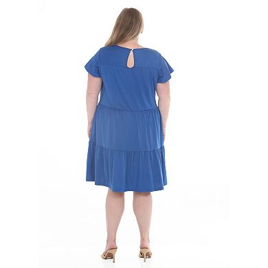 Plus Size Flutter Sleeve Ruffle Tiered Dress