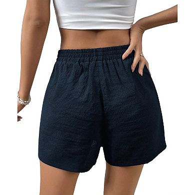 Women's Textured Drawstring Elastic Waist Summer Boho Shorts Loose Fit Casual Soft Work Pants