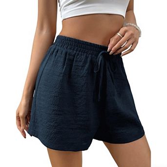 Women's Textured Drawstring Elastic Waist Summer Boho Shorts Loose Fit Casual Soft Work Pants