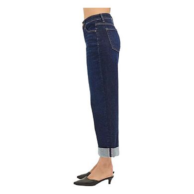 RISEN Mid Rise Fit Ankle Wide Roll Up Jeans