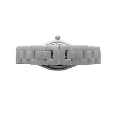 Peugeot Womens 36mm White Genuine Ceramic Watch with Sport Bezel