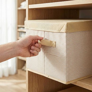 Storage Cube, Fabric Storage Bin with Handles and Lid for Shelves Closet, Collapsible Storage Basket