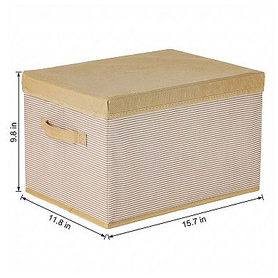 Storage Cube, Fabric Storage Bin with Handles and Lid for Shelves Closet, Collapsible Storage Basket