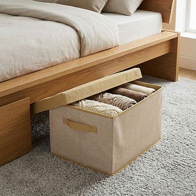 Storage Cube, Fabric Storage Bin with Handles and Lid for Shelves Closet, Collapsible Storage Basket