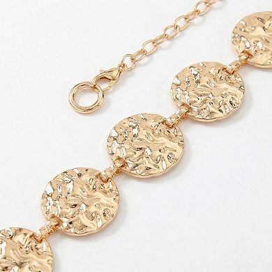 Women's Textured Coin Disc Waist Chain Belt Adjustable Link Metal Body Jewelry Accessory