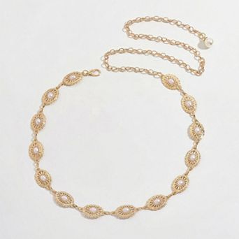 Women's Textured Coin Disc Waist Chain Belt Adjustable Link Metal Body Jewelry Accessory