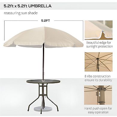 6-Piece Patio Dining Set with 4 Folding Chairs, Glass Table, and Umbrella for Outdoor Use