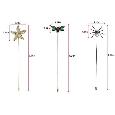 Long Handle Halloween Insect Spider Jewelry Set Starfish Bee Lapel Stick Pack of 2/3/6