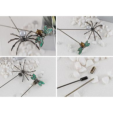Long Handle Halloween Insect Spider Jewelry Set Starfish Bee Lapel Stick Pack of 2/3/6