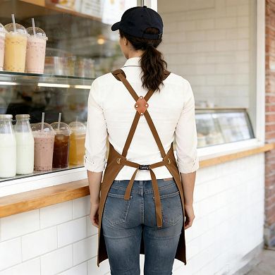 Cotton Kitchen Apron with Cross Back Straps Minimalist Utility Apron for Cooking Baking Craft Garden