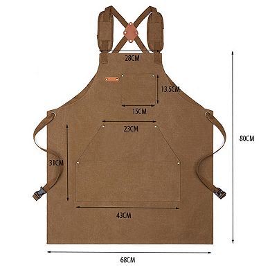 Cotton Kitchen Apron with Cross Back Straps Minimalist Utility Apron for Cooking Baking Craft Garden