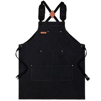 Cotton Kitchen Apron with Cross Back Straps Minimalist Utility Apron for Cooking Baking Craft Garden