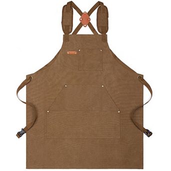 Cotton Kitchen Apron with Cross Back Straps Minimalist Utility Apron for Cooking Baking Craft Garden